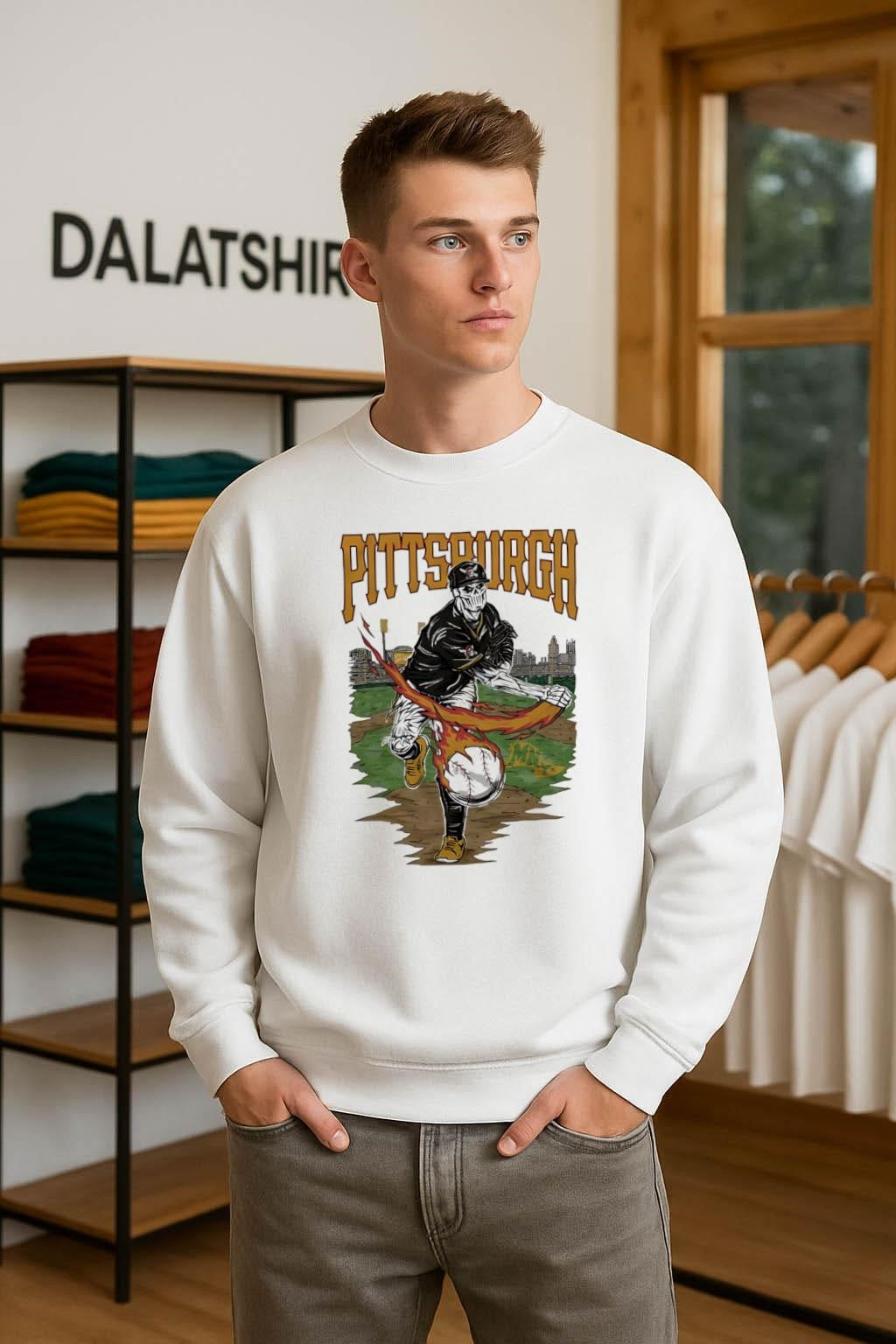 Pittsburgh Pirates Skeleton Pitcher Flaming Baseball shirt