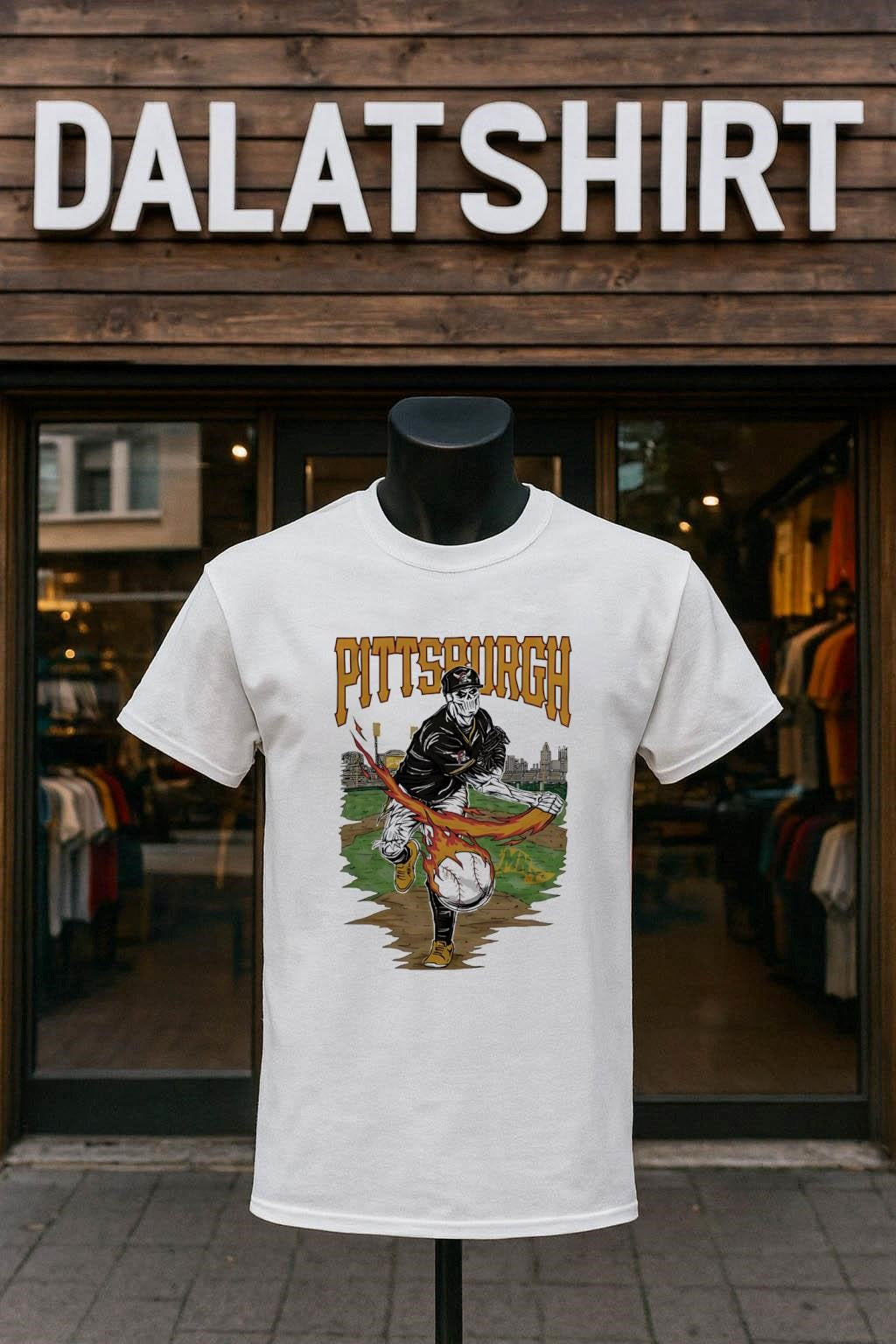 Pittsburgh Pirates Skeleton Pitcher Flaming Baseball shirt