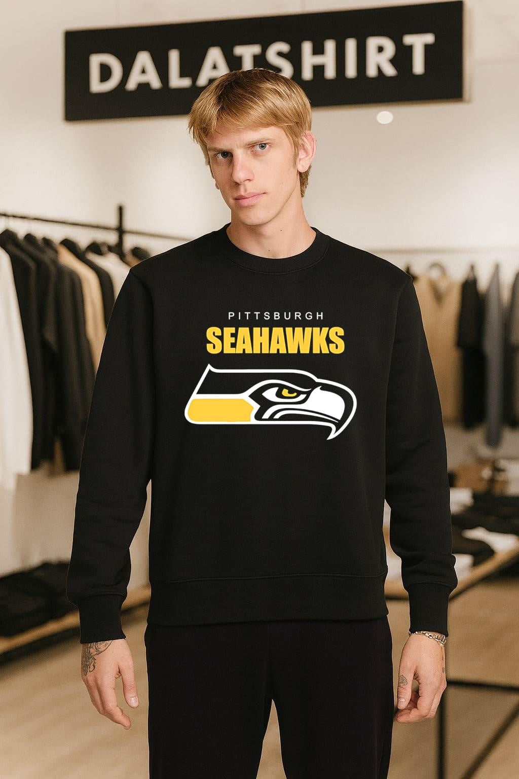 Pittsburgh Seahawks Yellow Black Football Team Logo Bird Head shirt