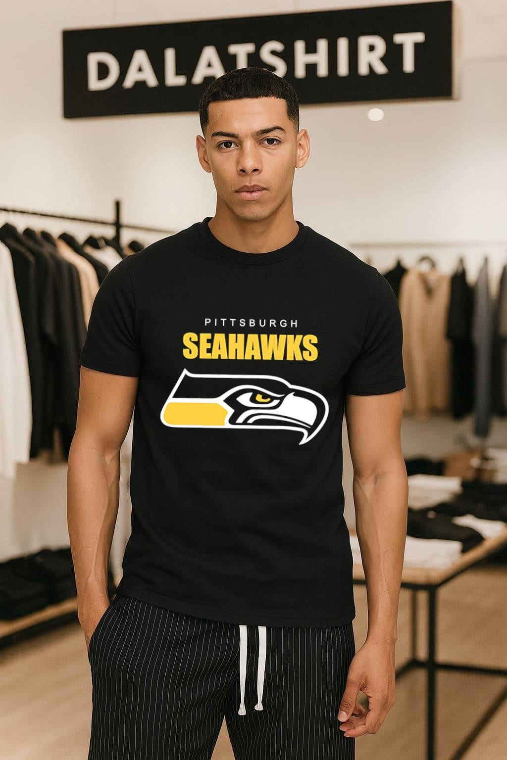 Pittsburgh Seahawks Yellow Black Football Team Logo Bird Head shirt
