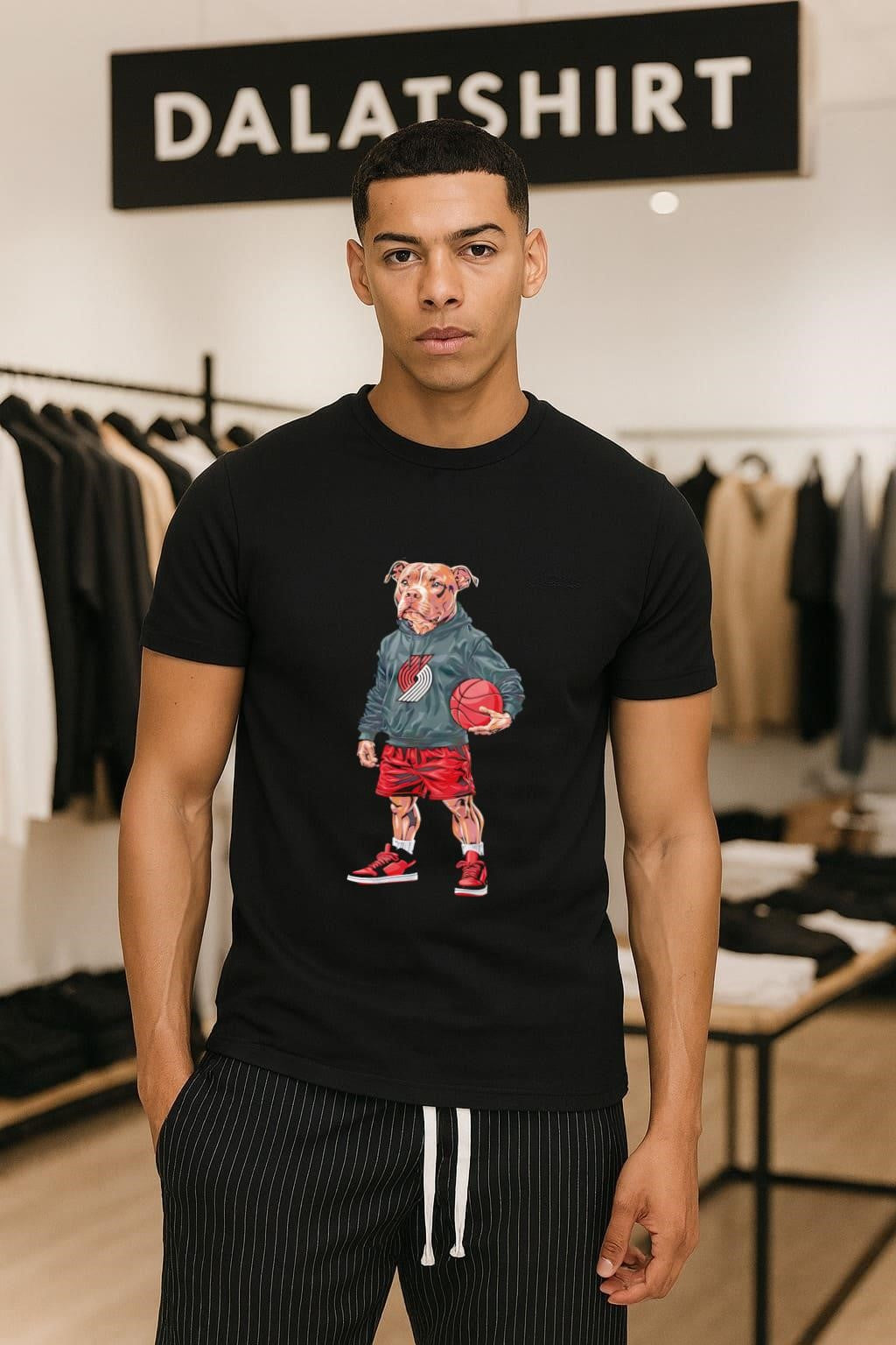 Portland Trail Blazers Pitbull Dog Basketball Mascot Graphic shirt