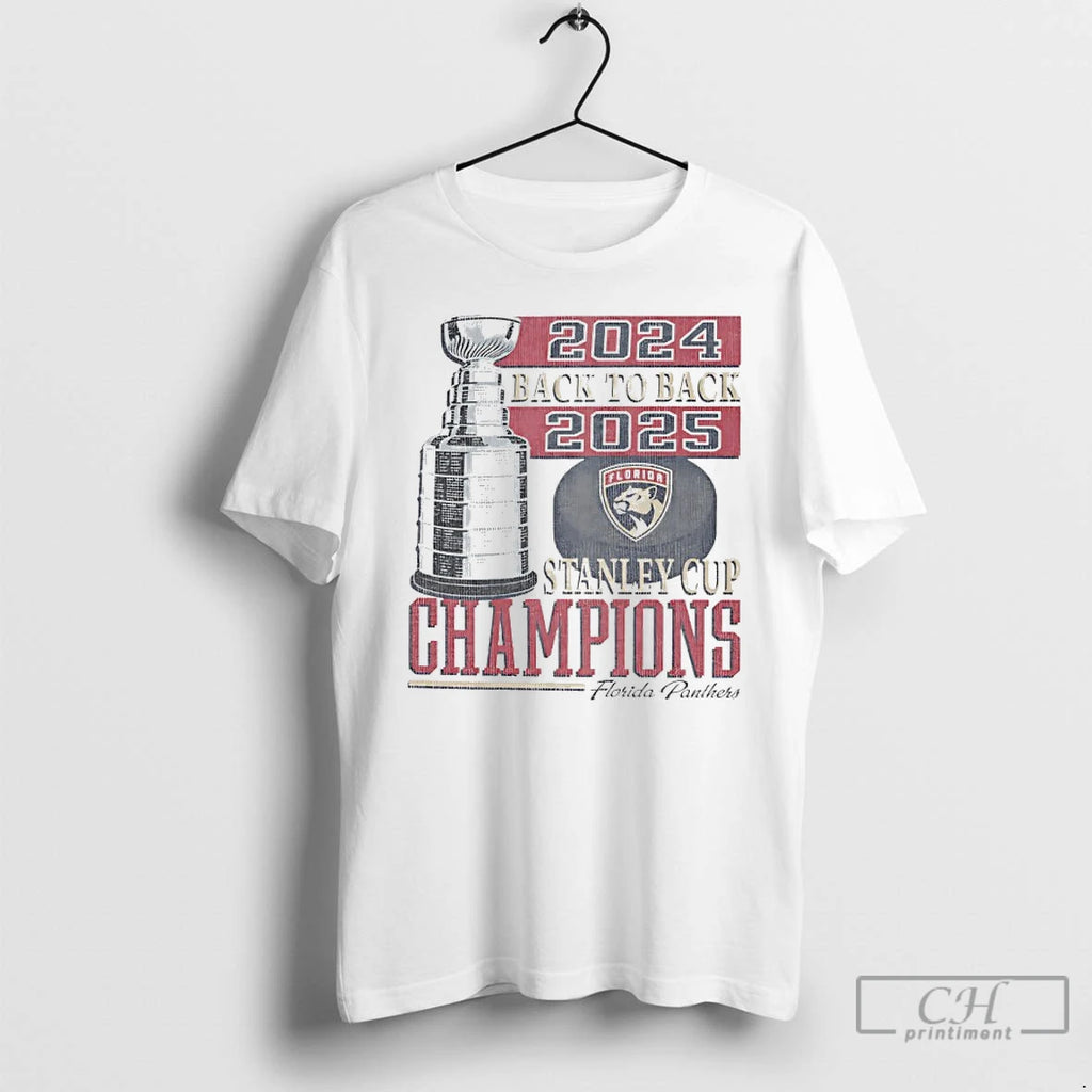 Premium 2024 2025 Back To Back Stanley Cup Champions Trophy Florida Panthers T Shirts