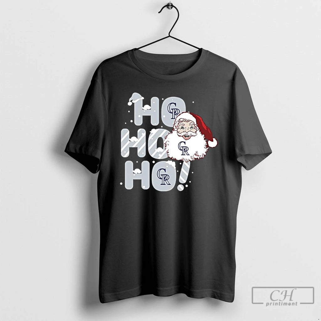 Premium 2025 Colorado Rockies Christmas Santa Ho Ho Ho T Shirts