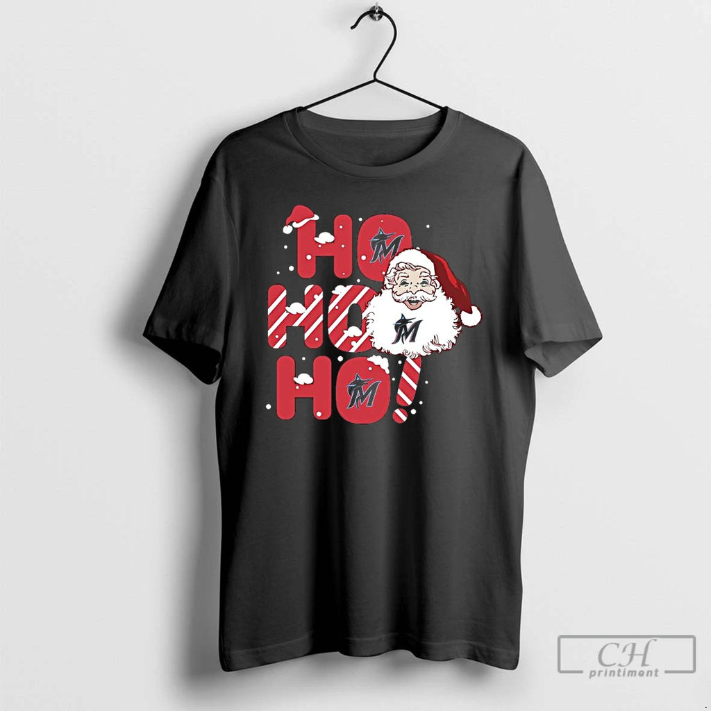 Premium 2025 Miami Marlins Christmas Santa Ho Ho Ho T Shirts