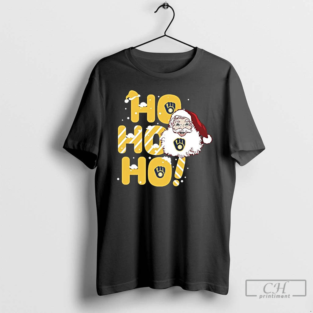 Premium 2025 Milwaukee Brewers Christmas Santa Ho Ho Ho T Shirts