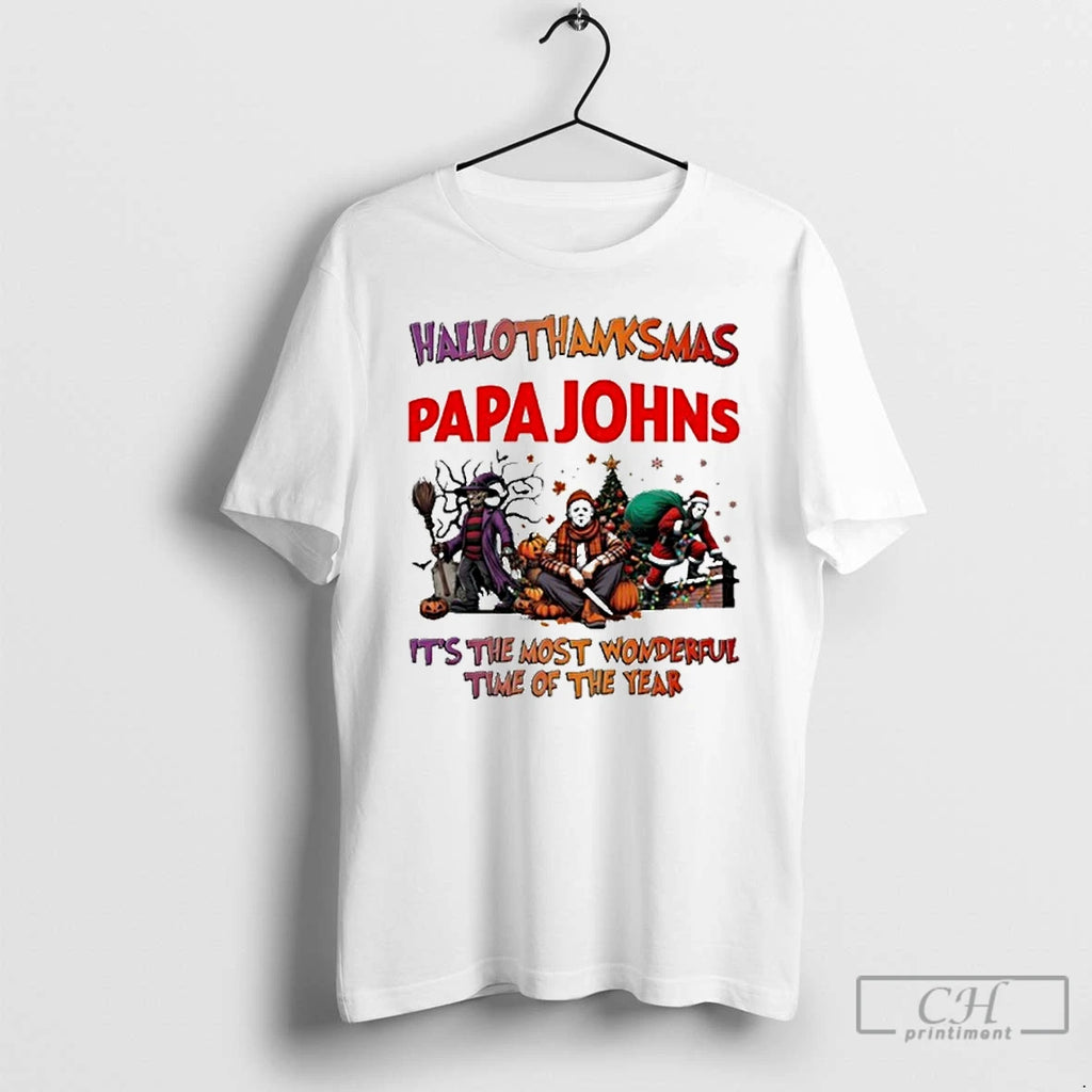 Premium 2025 Papa Johns Pizza Logo Hallothanksmas Horror Film Its The Most Wonderful Time Of