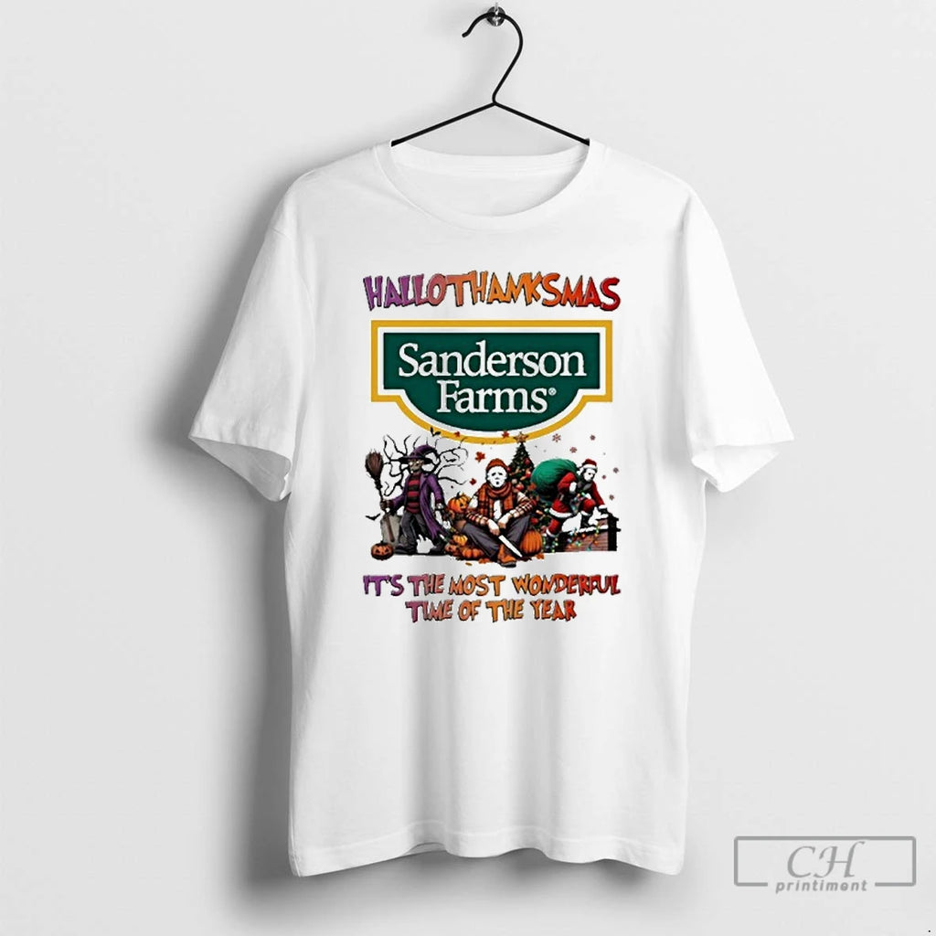 Premium 2025 Sanderson Farms Logo Hallothanksmas Horror Film Its The Most Wonderful Time Of The
