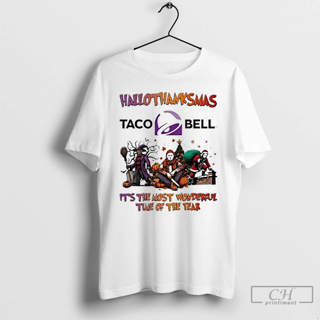 Premium 2025 Taco Bell Logo Hallothanksmas Horror Film Its The Most Wonderful Time Of The