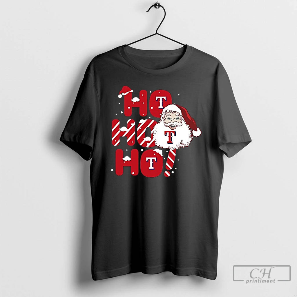 Premium 2025 Texas Rangers Christmas Santa Ho Ho Ho T Shirts