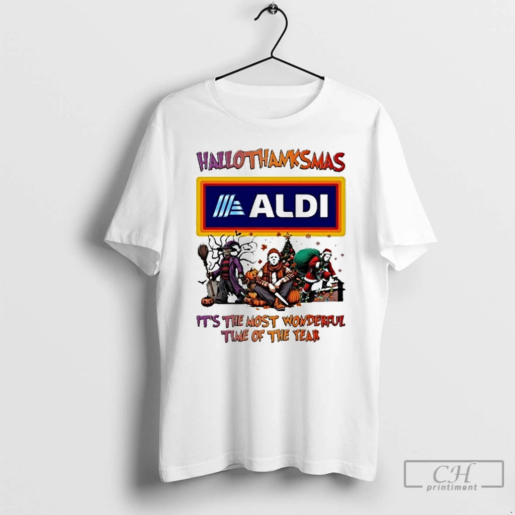 Premium Aldi Horror Film Hallothanksmas Its The Most Wonderful Time Of The Year T Shirts