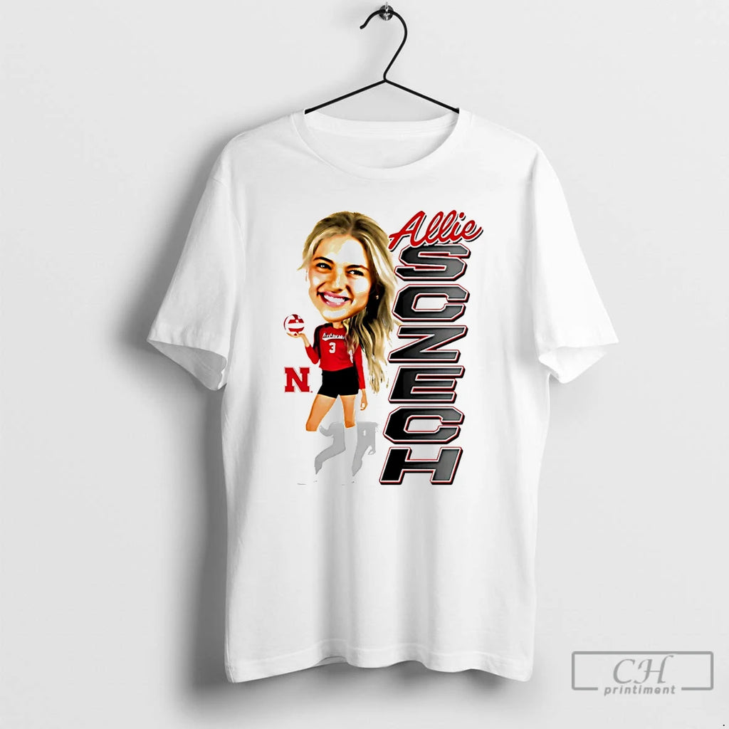 Premium Allie Sczech Nebraska Volleyball Caricature T Shirts