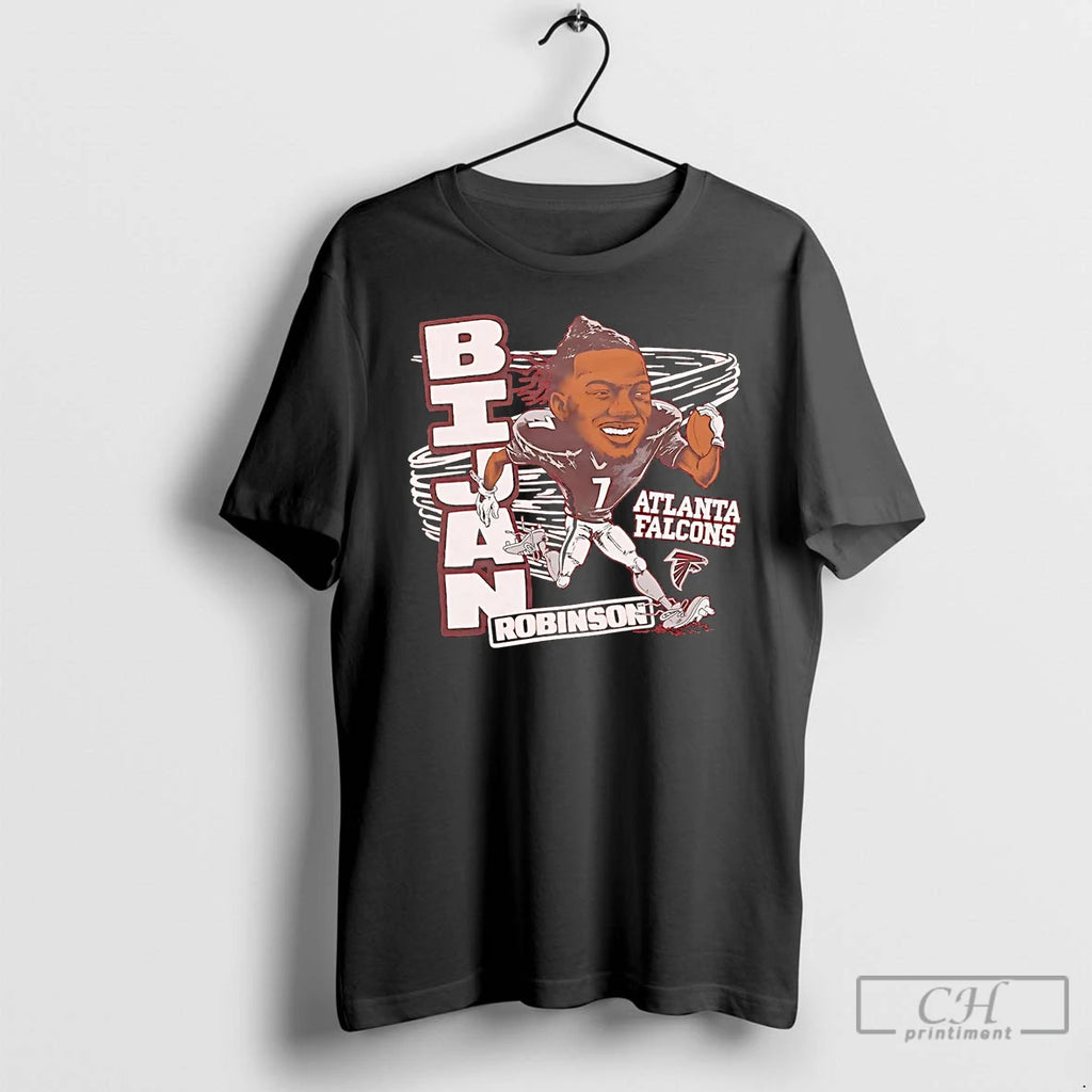 Premium Bijan Robinson Superstar Running Caricature Falcons T Shirts