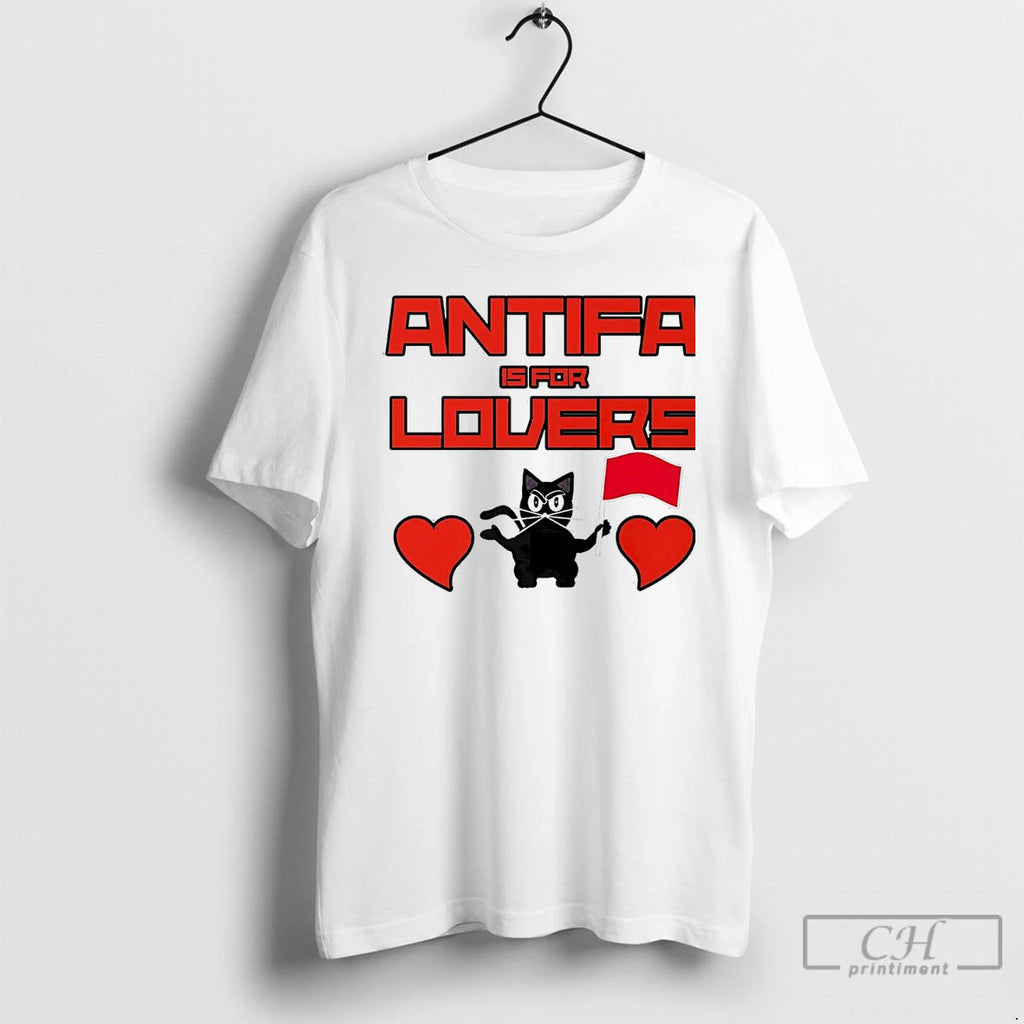 Premium Black Cat Antifa Is For Lovers Dark T Shirts