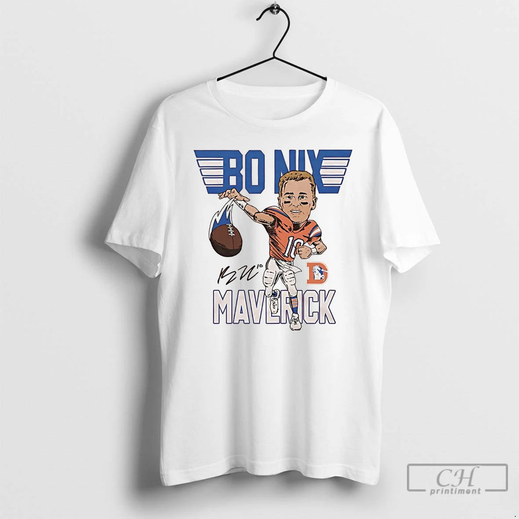 Premium Bo Nix Maverick Signature Broncos Superstar T Shirts