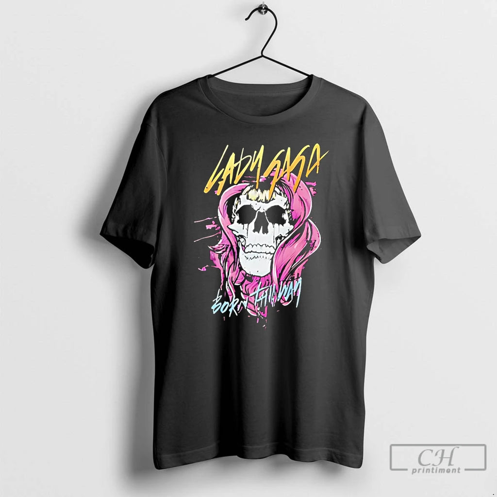 Premium Born This Way Lady Gaga Skull Graphic T Shirts