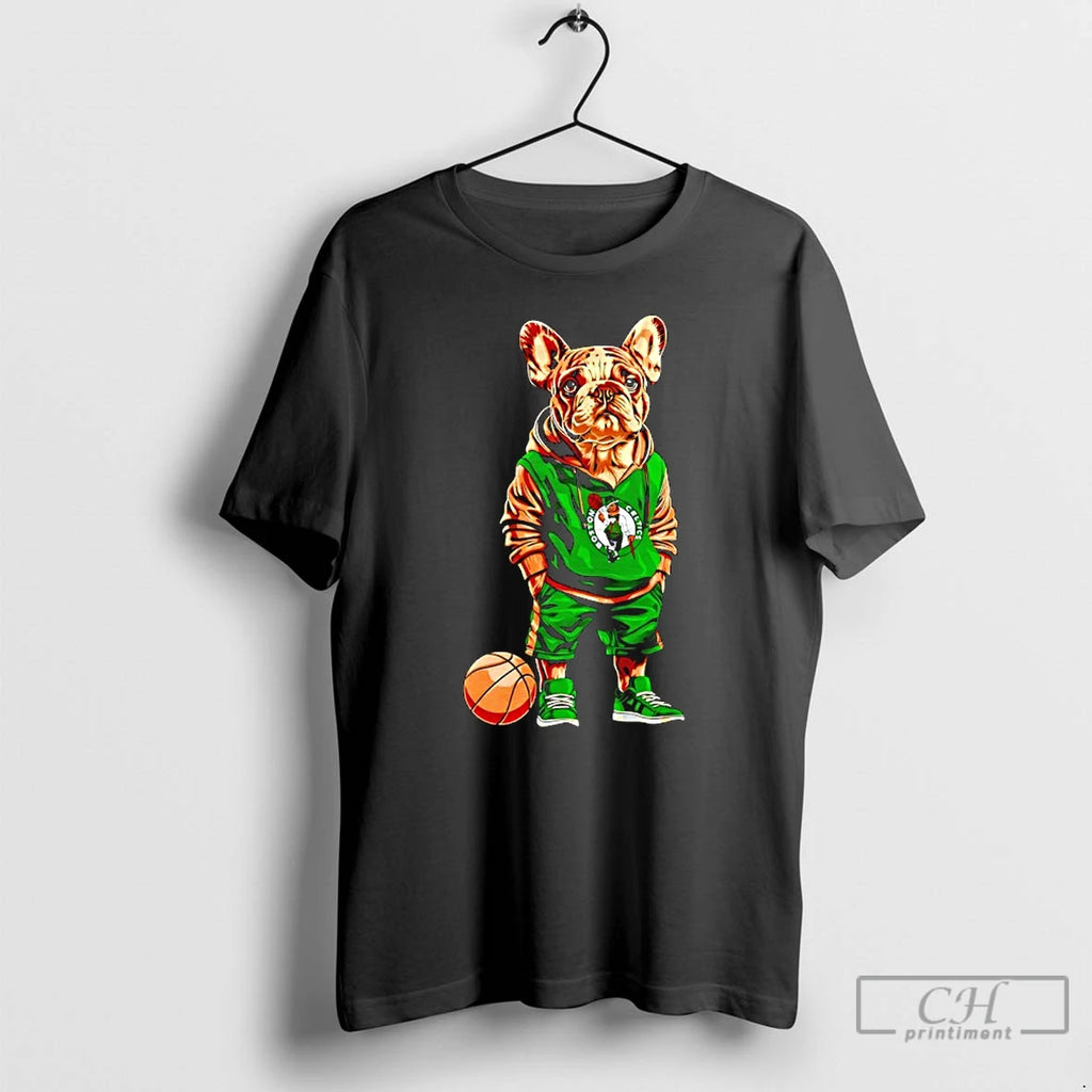 Premium Boston Celtics X Bulldog Hoop Dogs T Shirts