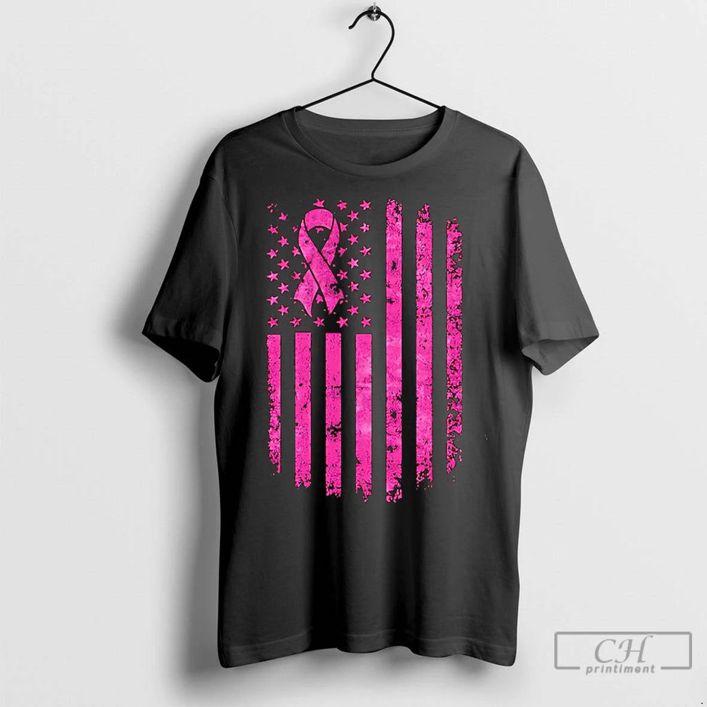 Premium Breast Cancer Awareness American Flag