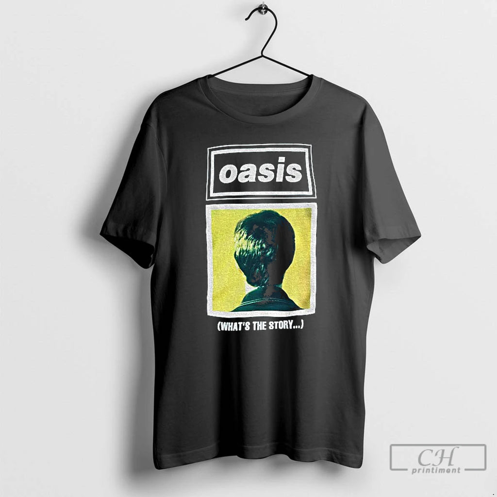 Premium Brian Cannon Oasis Whats The Story Logo Vintage T Shirts