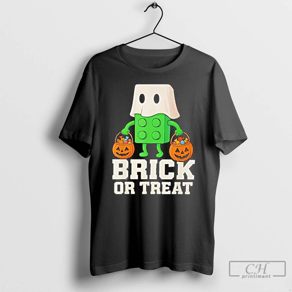 Premium Building Bricks Halloween Brick Or Treat Ghost Builder Funny T Shirts