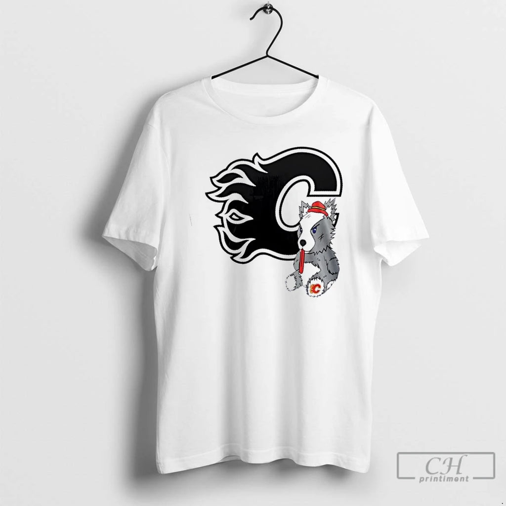 Premium Calgary Flames Mitchell And Ness Plush Doll Crew 2 Sided T Shirts