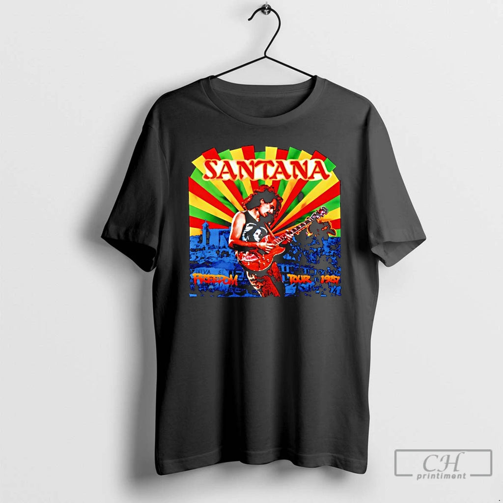 Premium Carlos Santana 1987 Freedom Band T Shirts