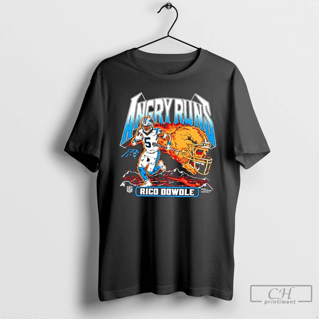 Premium Carolina Panthers Rico Dowdle Angry Runs Player Graphic T Shirts