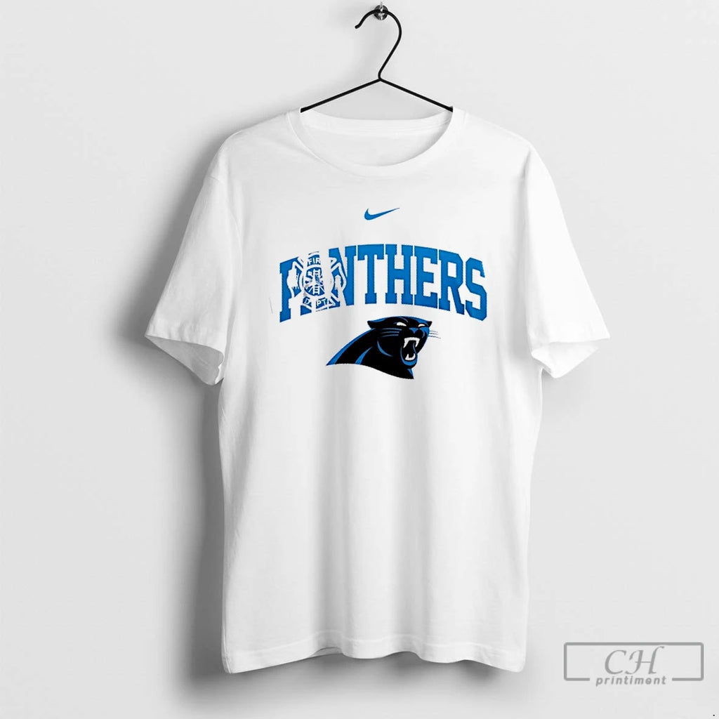Premium Carolina Panthers Fire Dept First In Last Out 2 Sided T Shirts