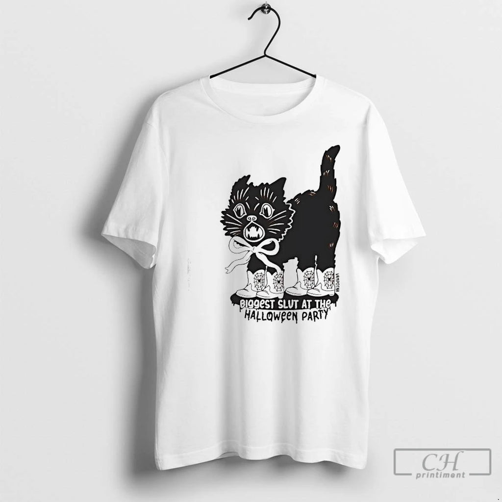 Premium Cat Cowboy Boots Halloween Biggest Slut At The Halloween Party T Shirts