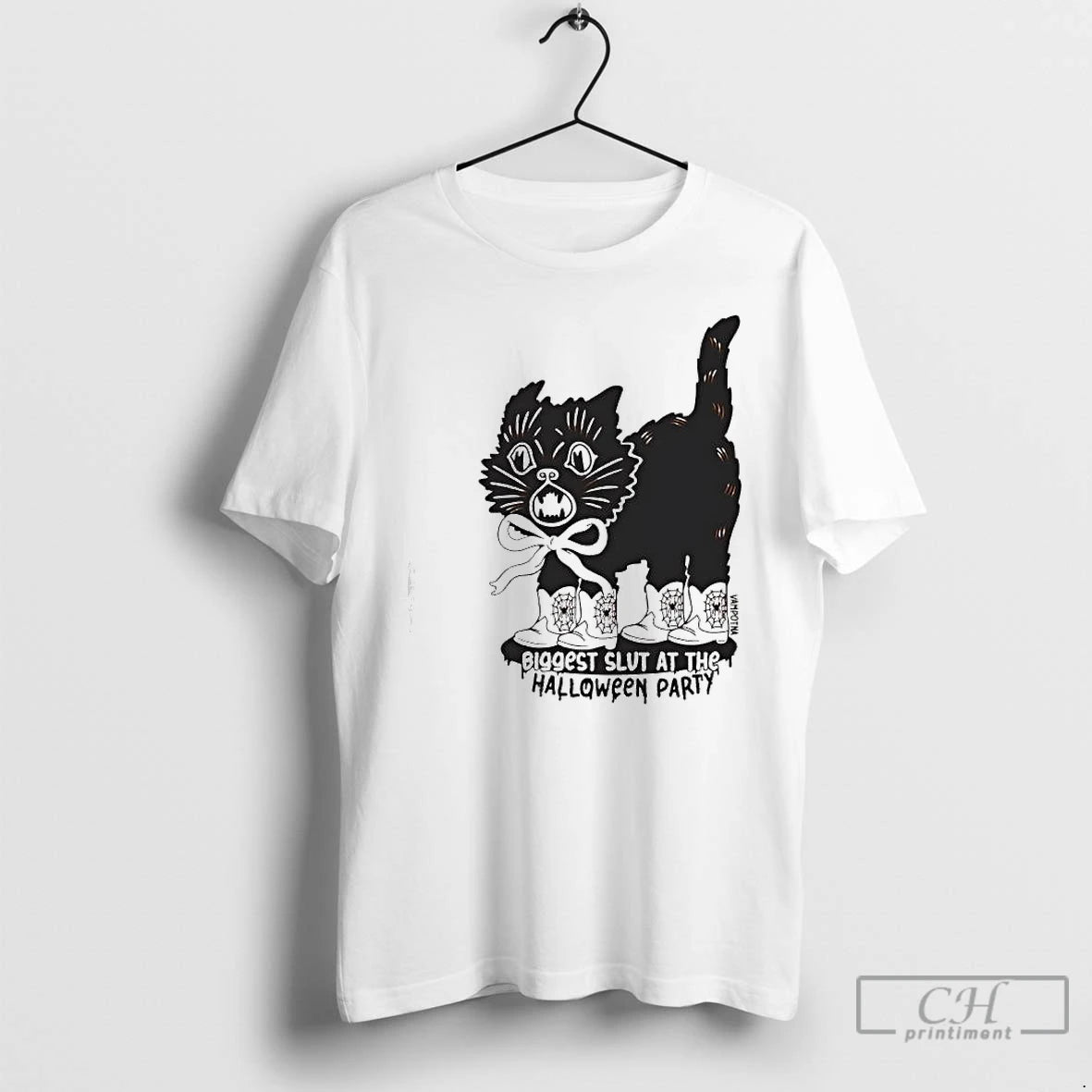 Premium Cat Cowboy Boots Halloween Biggest Slut At The Halloween Party T Shirts