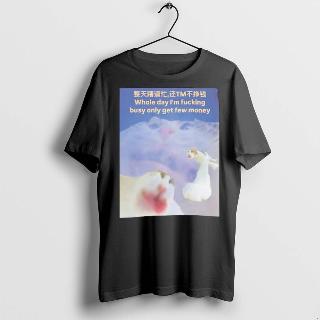 Premium Cat Meme Whole Day Im Fucking Busy Only Get Few Money T Shirts