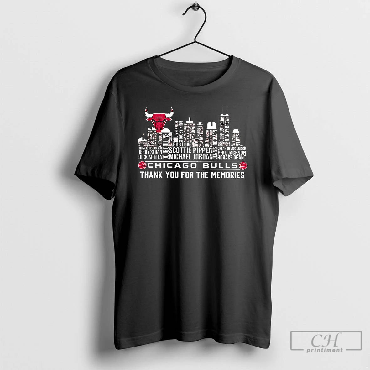 Premium Chicago Bulls Basketball Thank You For The Memories Names Players Skyline T Shirts