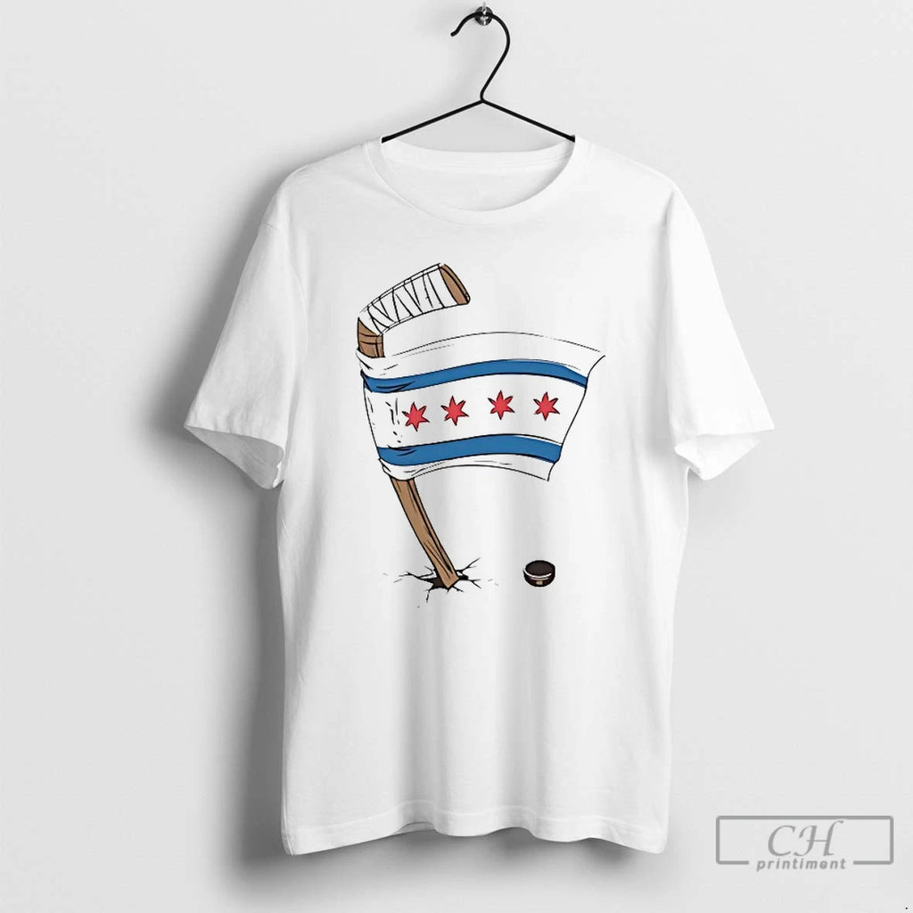 Premium Chicago Hockey Flag T Shirts
