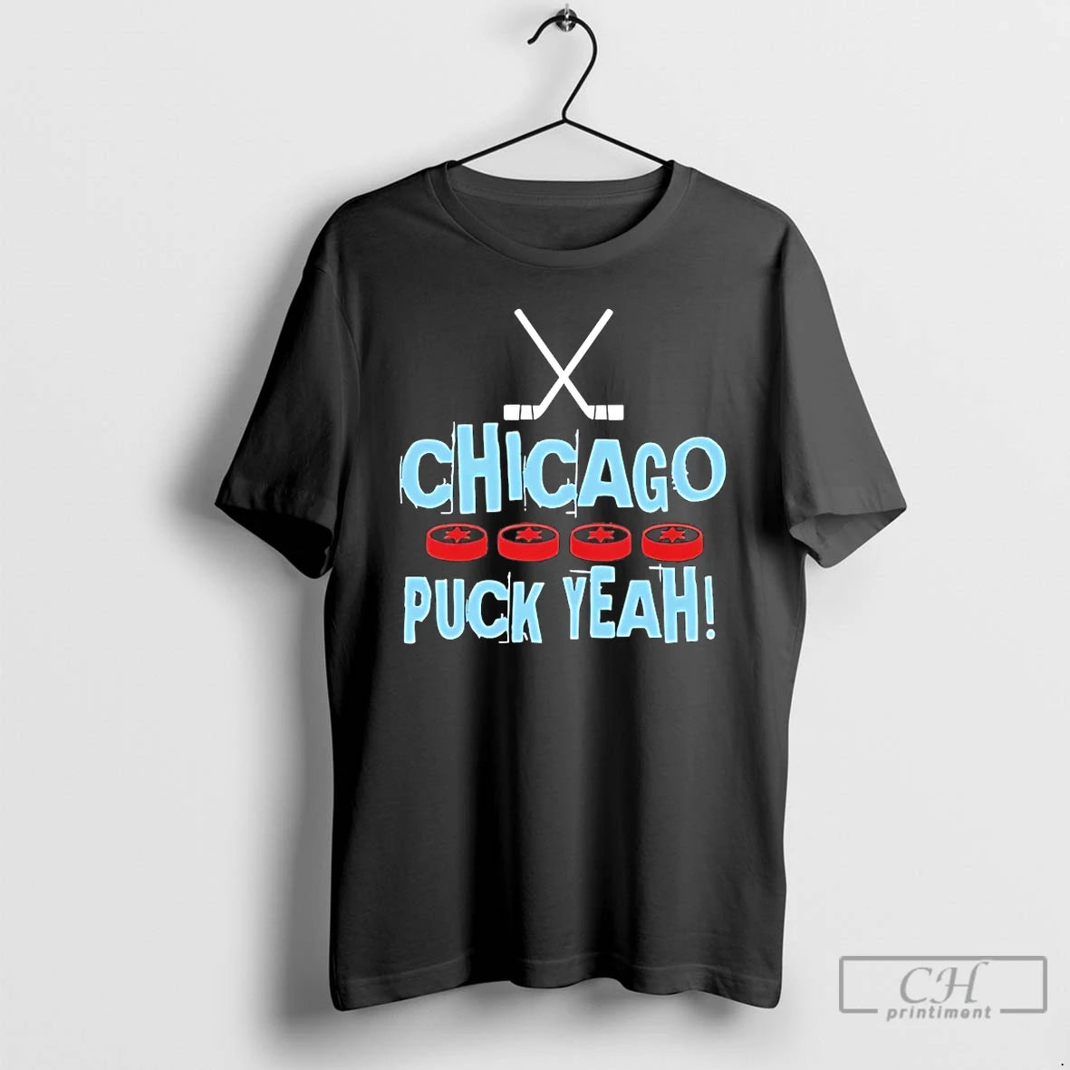 Premium Chicago Puck Yea State Flag Hockey T Shirts