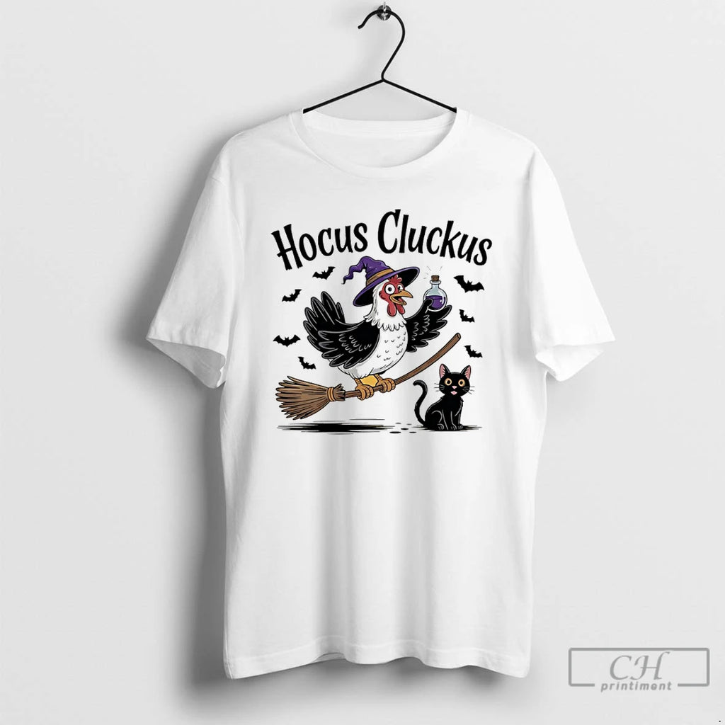 Premium Chicken Hocus Cluckus Cat Halloween T Shirts