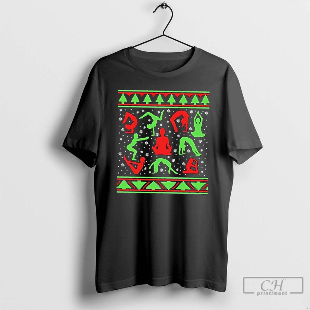 Premium Christmas Yoga Pattern T Shirts