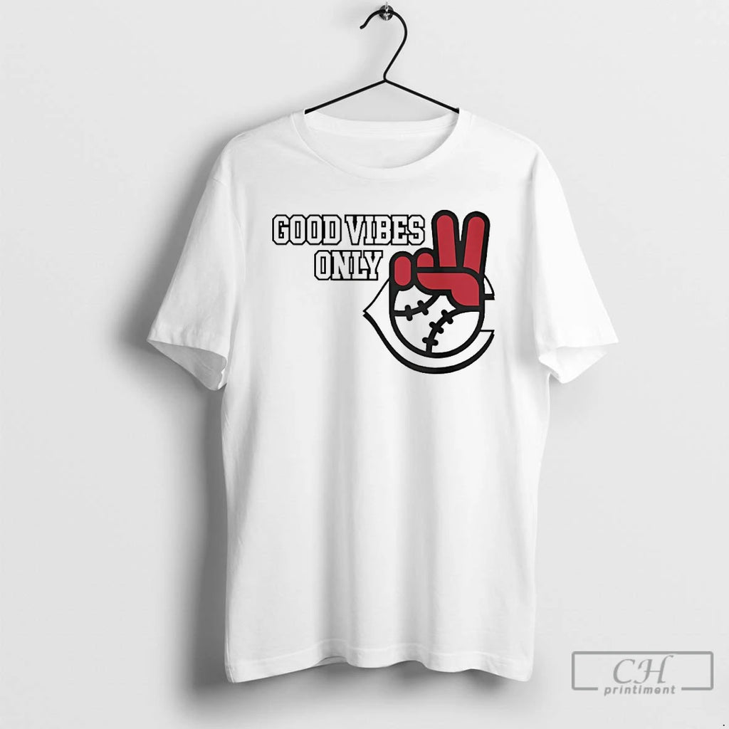 Premium Cincinnati Reds Good Vibes Only Peace Hand T Shirts