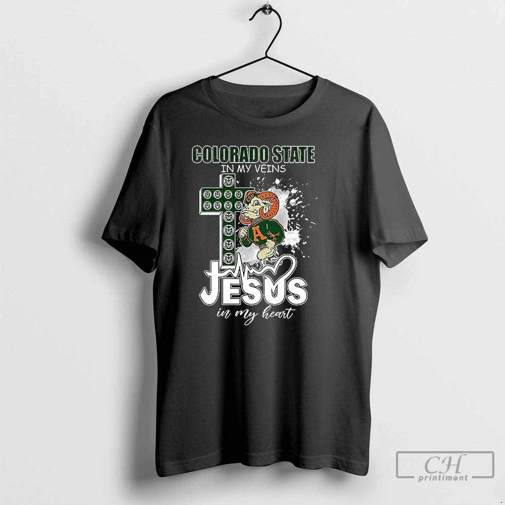 Premium Colorado State Rams Football In My Veins Jesus In My Heart Christian Mascot