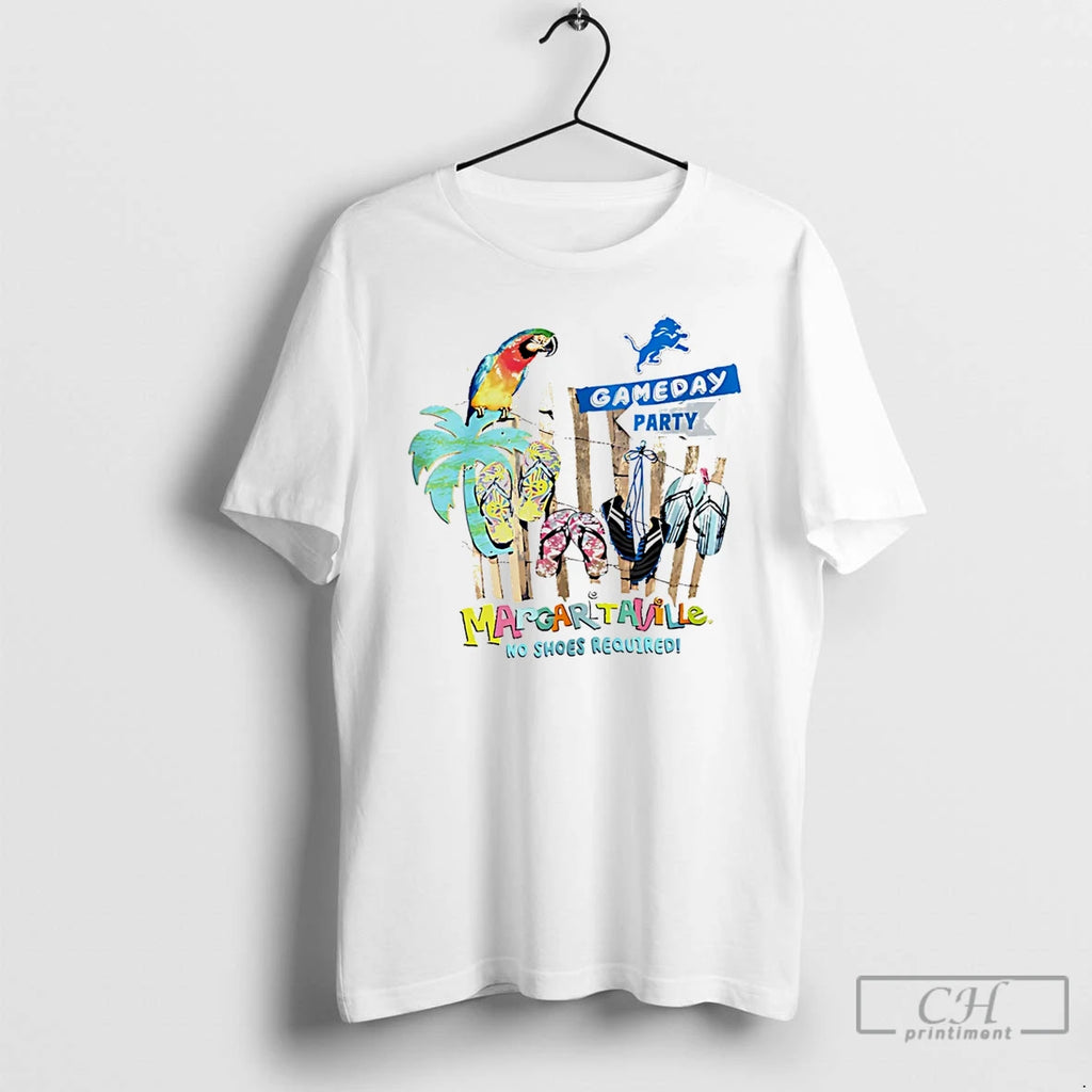 Premium Detroit Lions Margaritaville No Shoes Required Gameday Party T Shirts