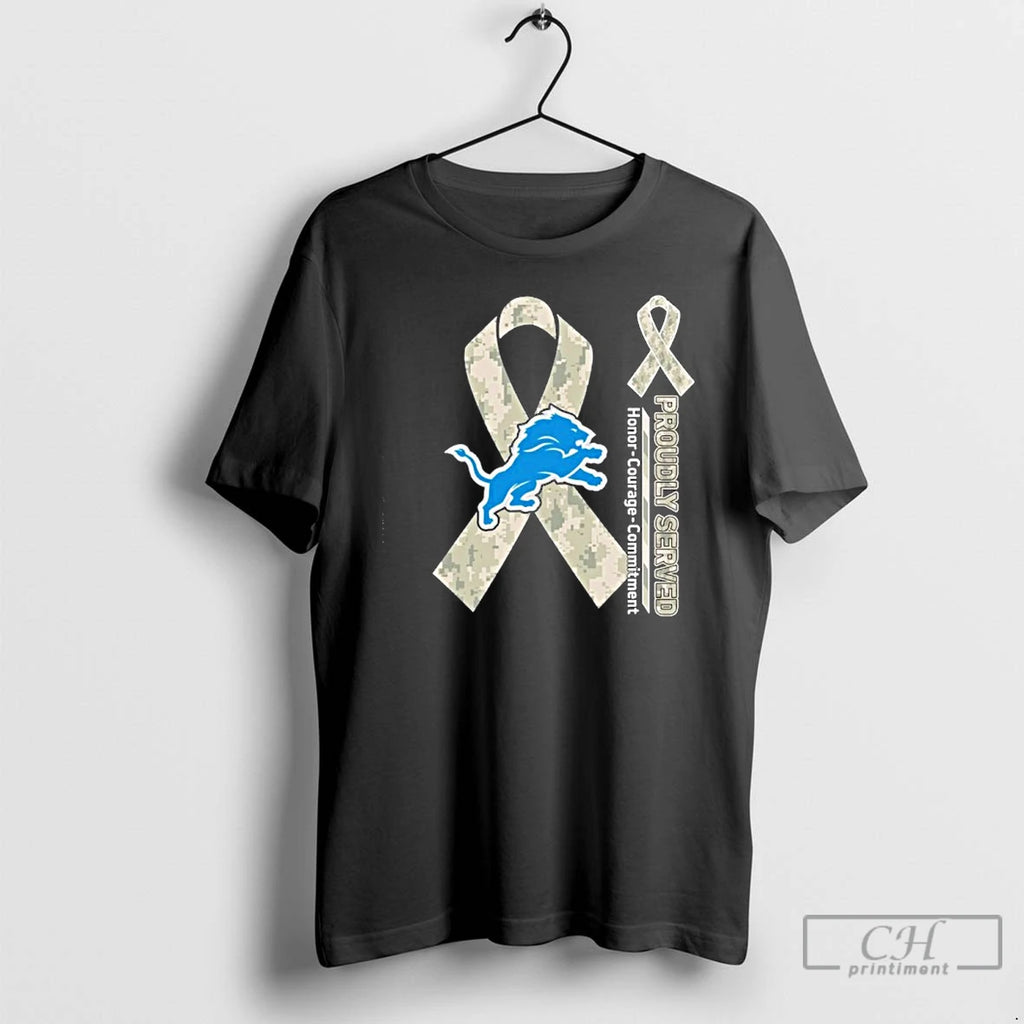 Premium Detroit Lions Proudly Served Honor Courage Commitment T Shirts