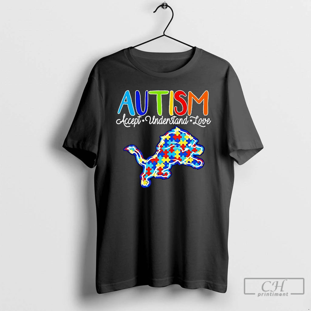 Premium Detroit Lions Autism Accept Understand Love T Shirts