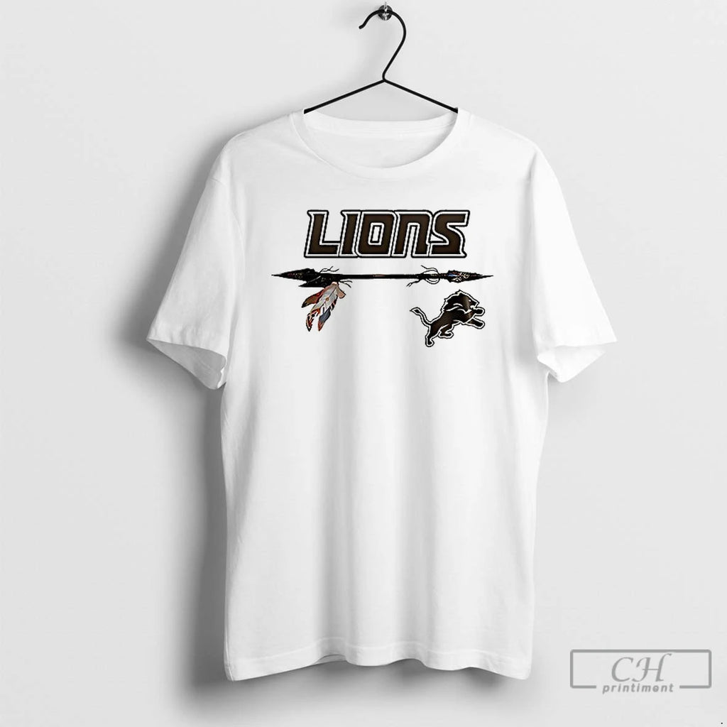 Premium Detroit Lions X Native American Heritage 1 Sided T Shirts