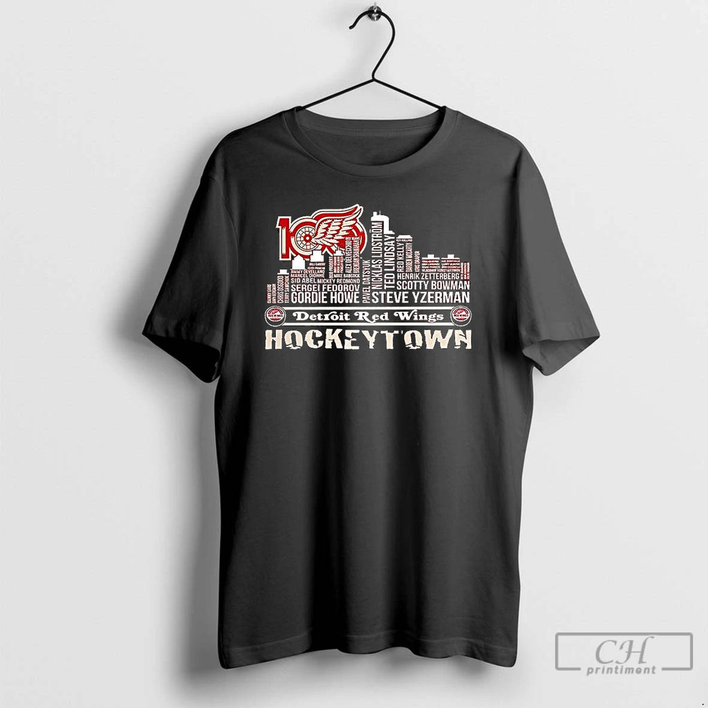 Premium Detroit Red Wings Hockey Town Players Names Skyline T Shirts