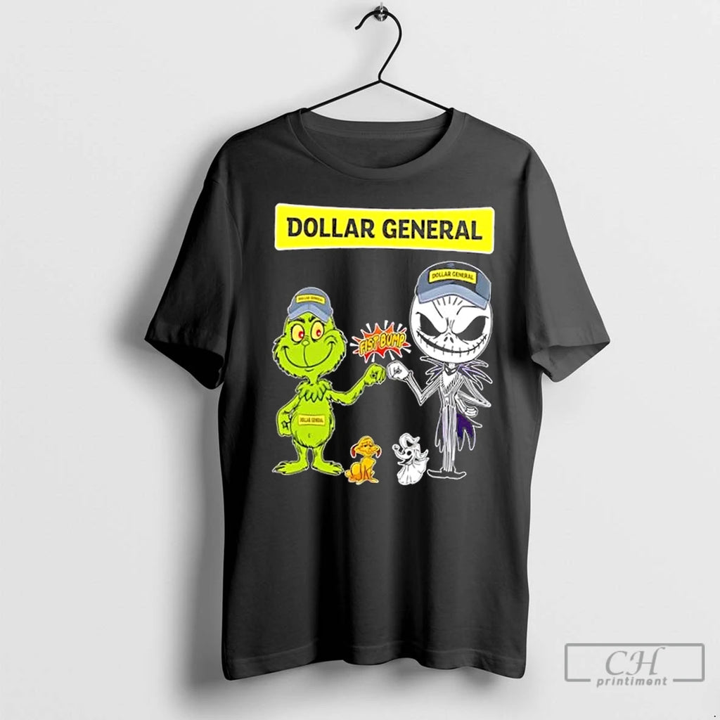 Premium Dollar General X Grinch And Jack Skellington Fist Bump Uniwilling Friends