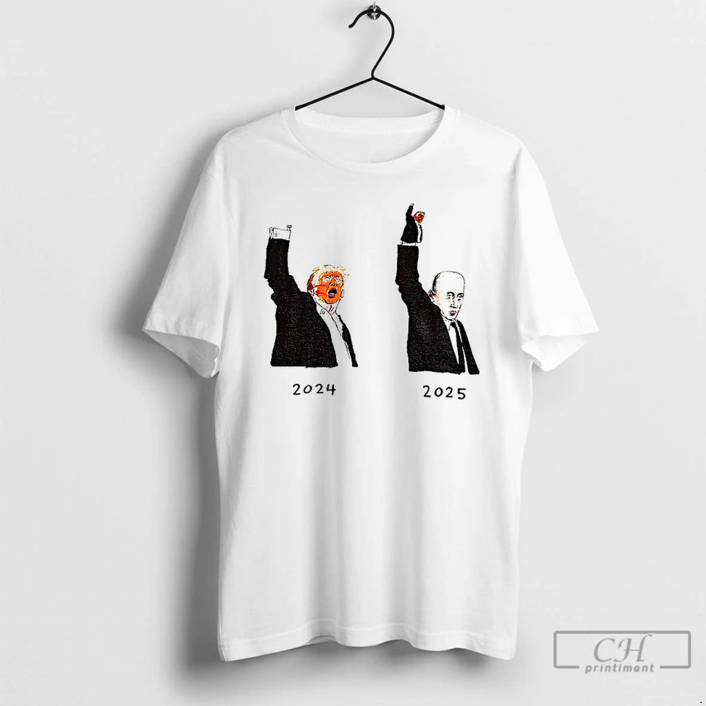 Premium Donald Trump 2024 And Vladimir Putin 2025 Caricature Political Art T Shirts