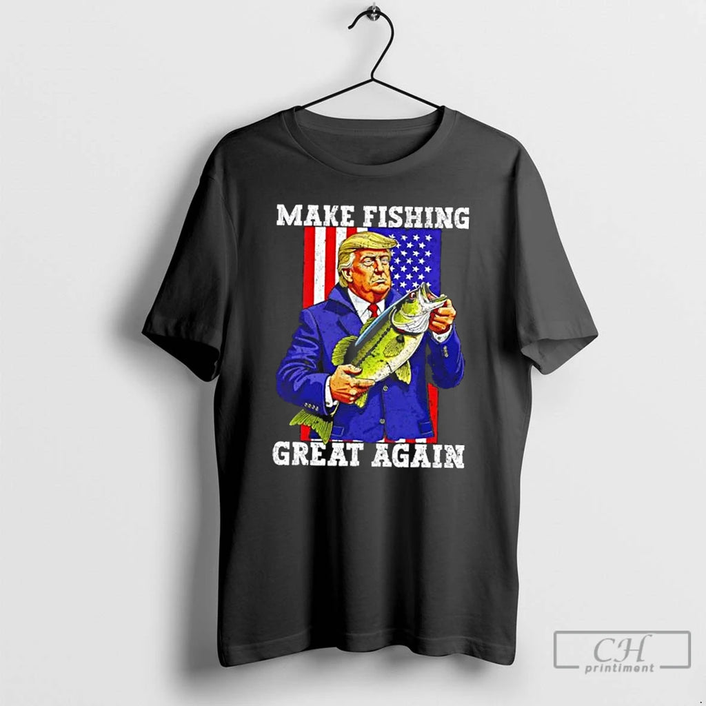 Premium Donald Trump Make Fishing Great Again American Flag T Shirts