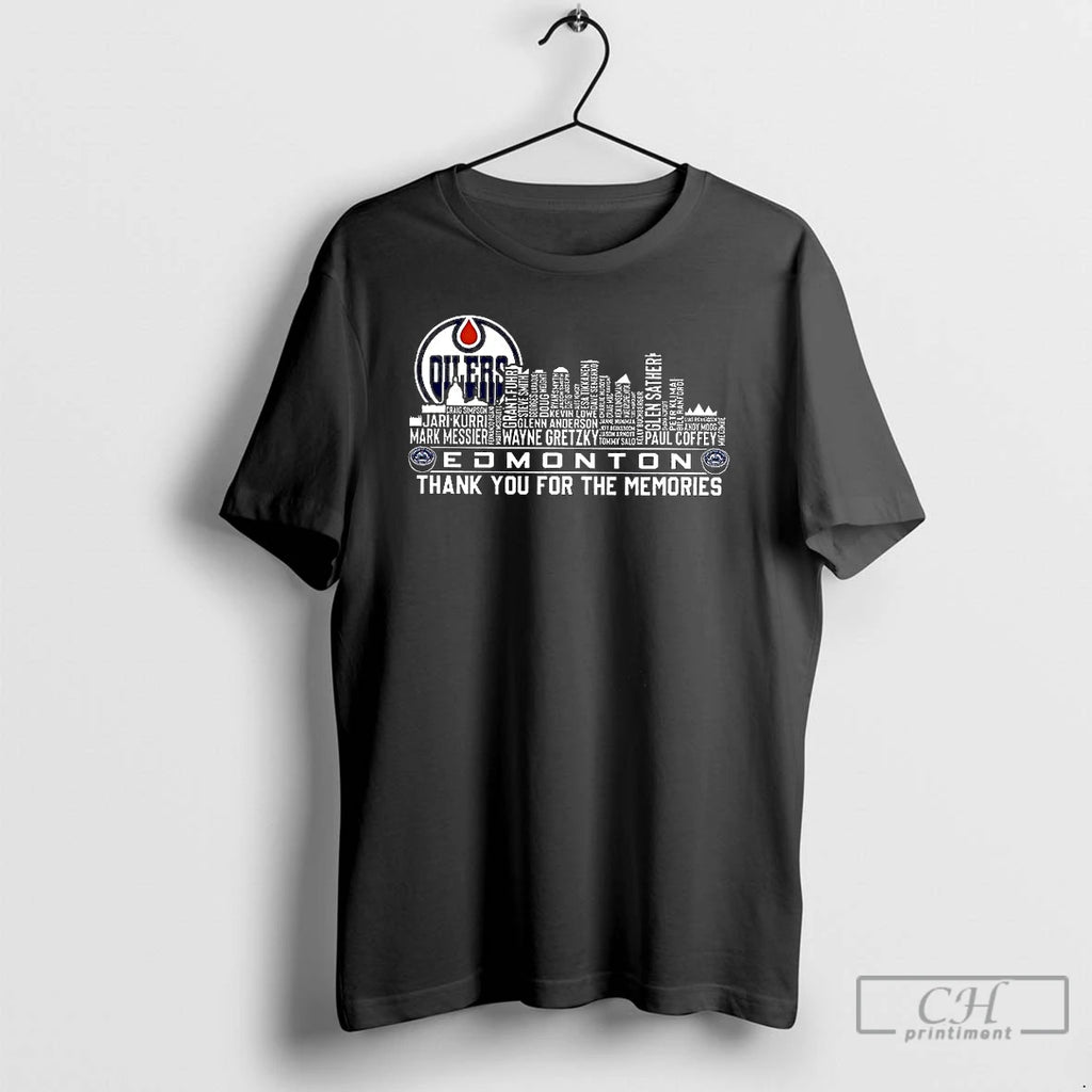 Premium Edmonton Oilers Hockey Skyline Players Name Thank You For The Memories T Shirts