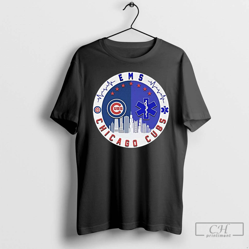 Premium Ems Chicago Cubs City Skyline Long Sleve T Shirts