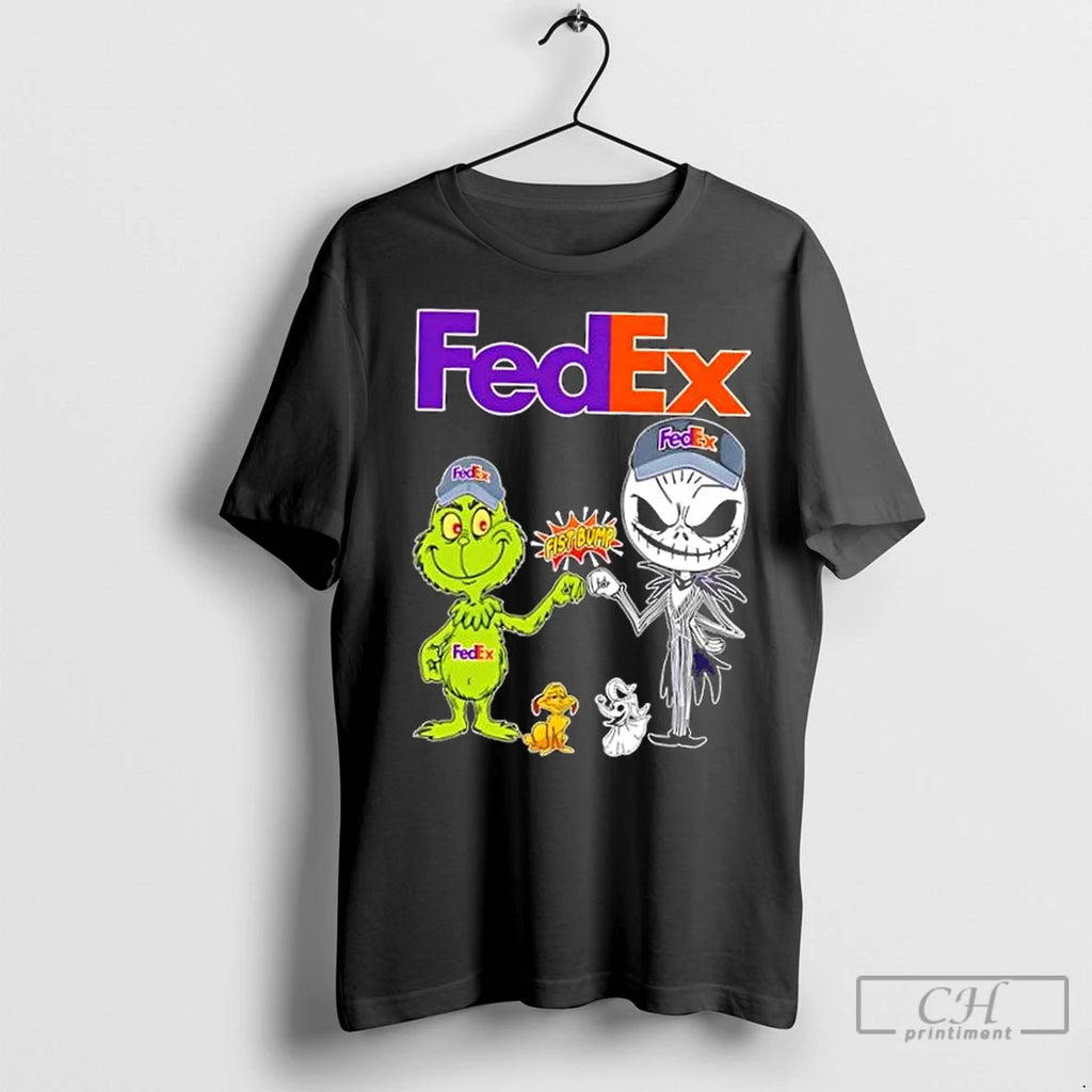 Premium Fedex X Grinch And Jack Skellington Fist Bump Uniwilling Friends