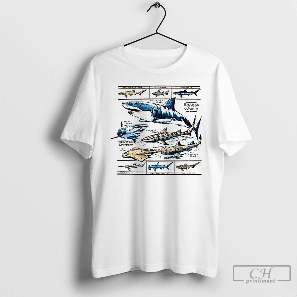 Premium Field Guide To Sharks Of The World Illustration Marine Life T Shirts