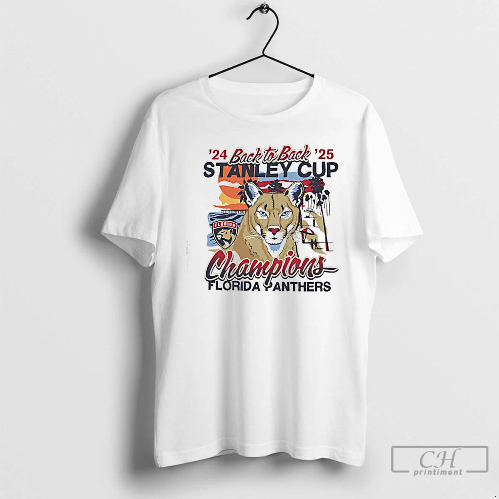 Premium Florida Panthers 47 Cream Back To Back Florida Sunset Franklin Graphic T Shirts